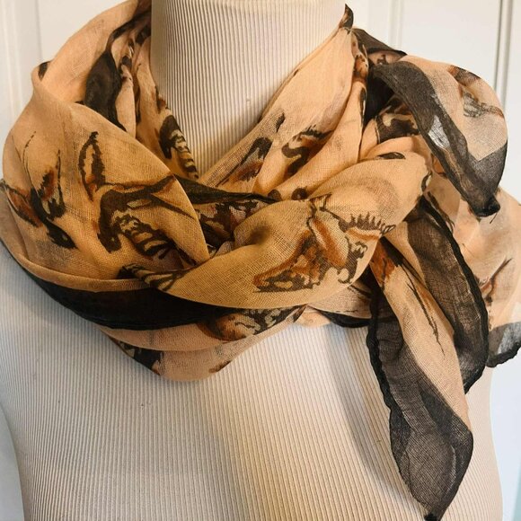 Vintage Bird-Print Scarf by Charlotte Russe — Polyester (100×100 cm, Early 2000s - Picture 6 of 8